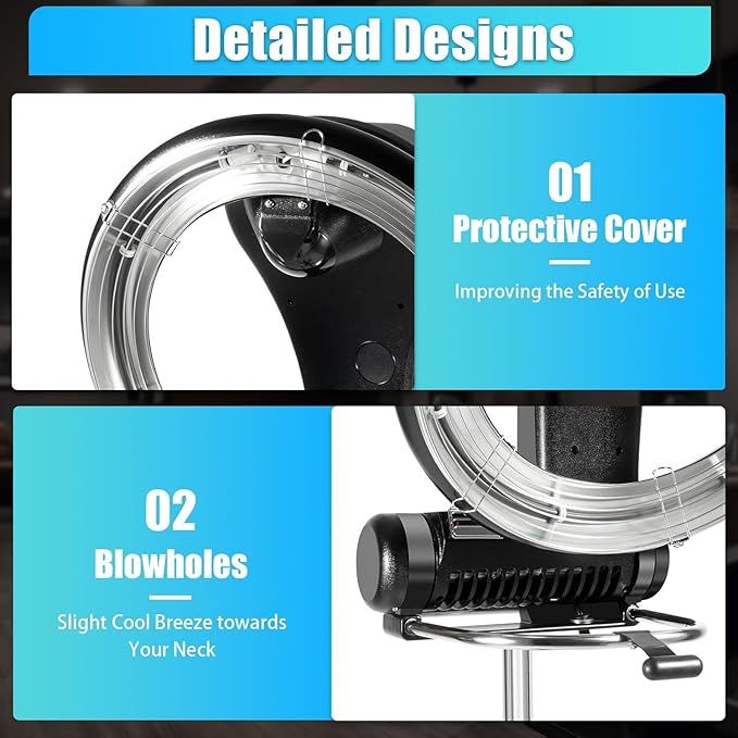 3 in 1 Professional Stand Hair Dryer Orbiting Infrared Hair Dryer Hair Color Processor Floor Hair Dryer 360° Rotating Adjustable Hair Drying Perming Machine with Wheels