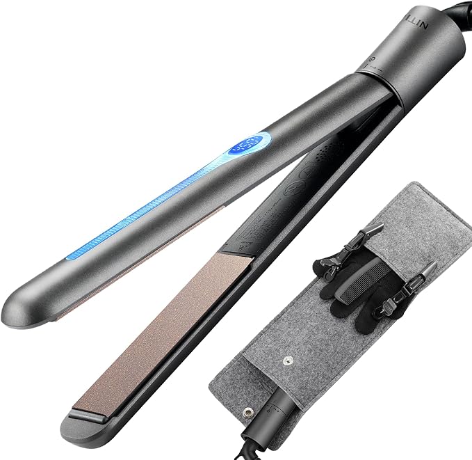NITION Ceramic Tourmaline Hair Straighteners LCD Flat Iron MCH 10s Fast Heating Up. 1 Smooth 3D Floating Plate Healthy Straightening Tools. Travel Pouch Bag. Dual Voltage. Luxury Gift Box. Black