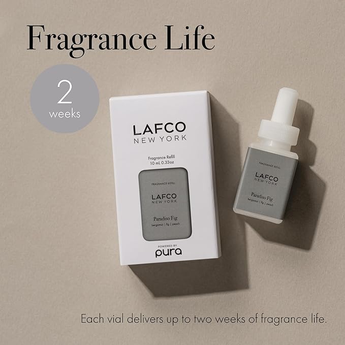 LAFCO New York Pura Smart Device Refill Paradiso Fig - Pack of 2 - Each Vial Delivers Up to 2 Weeks of Fragrance Life - Made in the USA
