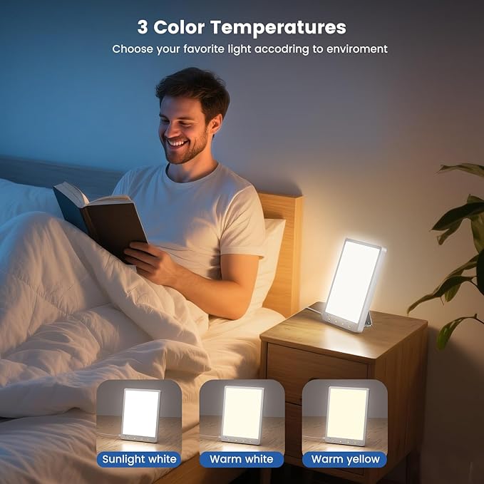 10000 Lux Light Therapy Lamp - 3 Color Modes Slim Portable Design Memory Function &amp Touch Control Sunlight Lamp for Home Office Wall Mountable Therapy Light.