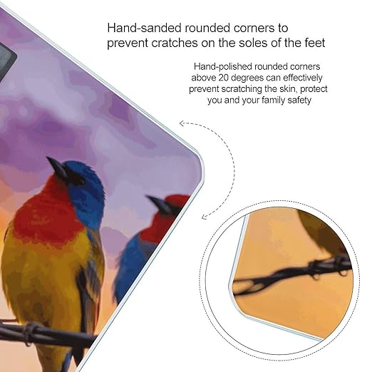 Birdies on Wire Smart Scale for Body Weight Digital Bathroom Scale Toughened Glass Weight Scale with Large LCD Backlight Display High Precision Scales Weighing Machine