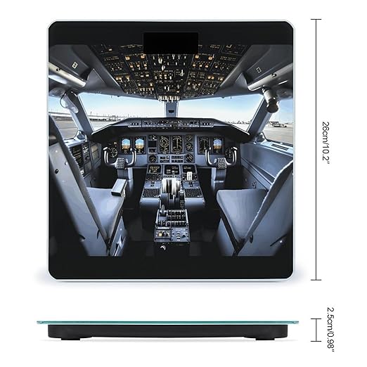 Airplane Cockpit Scale for Body Weight Safe Rounded Corners Tempered Glass Digital Bathroom Scale LED Display 400lb Capacity Weight Scales with High Precision Sensors