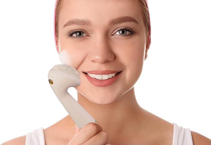 Silicone Facial Cleansing Brush - Sonic Face Cleanser and Massager Face Exfoliator - FineLife Products Scrubber - Exfoliating Skin Care Tools - Rechargeable Face Brushes for Men &amp Women