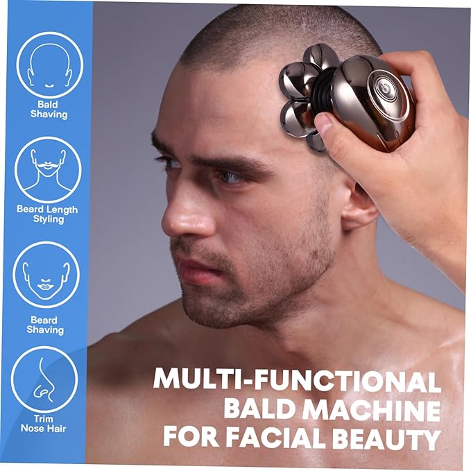 PartyKindom Electric Shaver for Men 7-Head Multifunctional Beard Trimmer LCD Display Rechargeable Hair Clipper for Bald Head Grooming Portable Travel Electric Razor