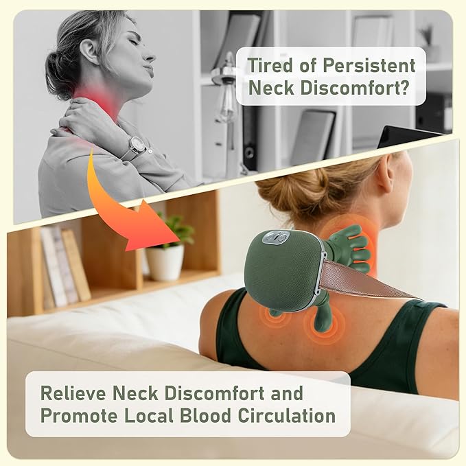 Neck Massager with Heat and 4D Shiatsu Deep Tissue Kneading for Neck and Shoulder Pain Relief Cordless Portable and Rechargeable Neck Massager Suitable for Home Office and Travel