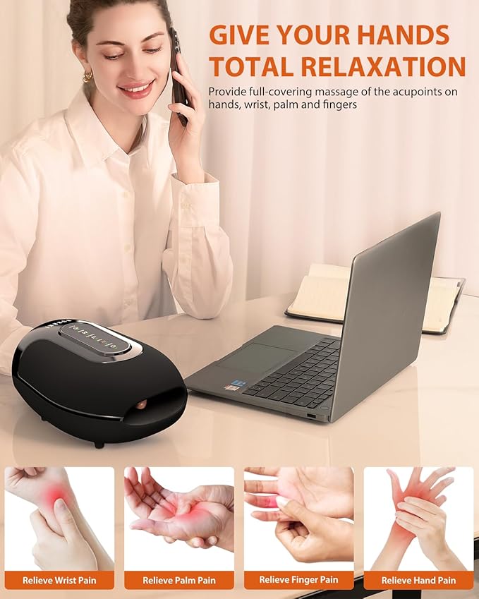 Hand Massager for Arthritis and Carpal Tunnel Relief Cordless Hand Massager with Heat &amp Targeted Palm Kneading Rollers Massage Christmas Gifts for Women Men Mom Dad