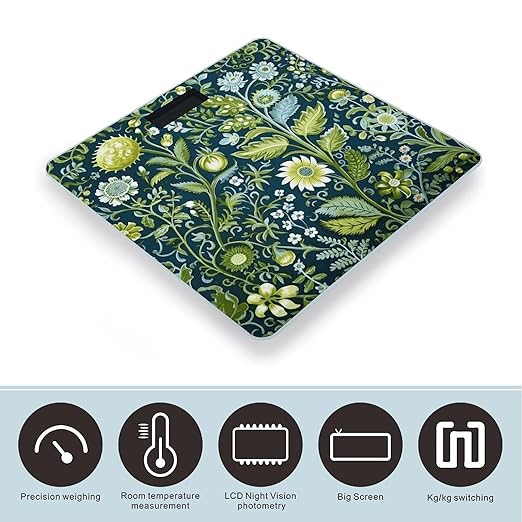 Country Style Flowers Scale for Body Weight Smart Scales Digital Bathroom Scale High Precision Weighing Scales with Large Display Weighing Machine for People