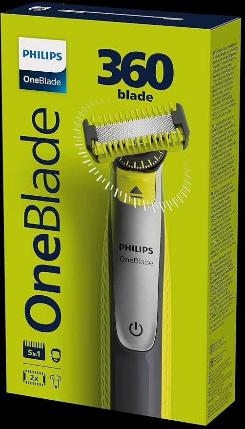 PHILIPS Shaver OneBlade 360 Face Hybrid Electric Beard Trimmer and Shaver with 5-in-1 Face Stubble CombQP2730 20 (QP2730/20)