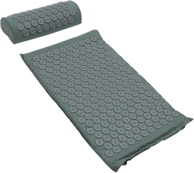 SECFOU Acupressure Massage Pillow Set with Portable Carrying Bag Shiatsu Therapy Cushion and Washable Yoga Massage Mat for Back and Neck Relief Home and Travel Use