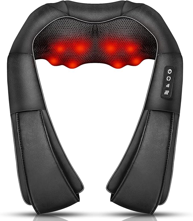 Neck Massager with Heat Shiatsu Massager for Neck Back Shoulder Foot and Leg Deep Tissue 3D Kneading Massage for Relax Muscles at Home and OffieBack Massagers for Women and Men