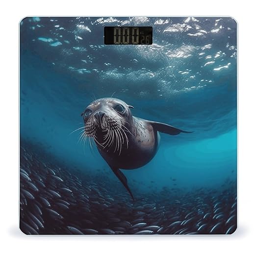 Underwater Sea Lion Digital Bathroom Scale for Body Weight Weighing Scale with Backlit LCD Display High Precision Measurements &amp Measures Weight Up to 180kg