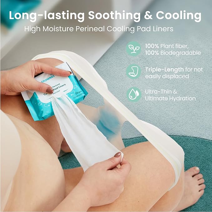 Grownsy 15pc Postpartum Essentials Recovery Kit | Postpartum Kit for Women | Includes 5 Postpartum Pads 5 Disposable Underwear 2 Ice Packs Peri Bottle Perineal Spray &amp 28 Cooling Pad Liners