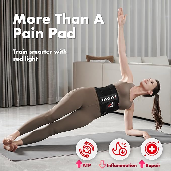 ALLOLO Red Light Therapy for Body 16.7*7.9 660nm &amp 850nm Infrared Red Light Therapy Belt with Pulse for Back Waist 3-in-1 LED Bead with Controller Timer Gift for Women Men