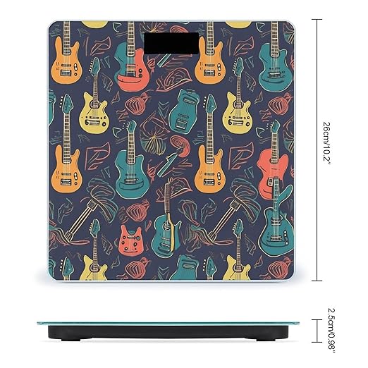 Guitarra Pattern Digital Bathroom Scale for Body Weight Weighing Scale with Backlit LCD Display High Precision Measurements &amp Measures Weight Up to 180kg