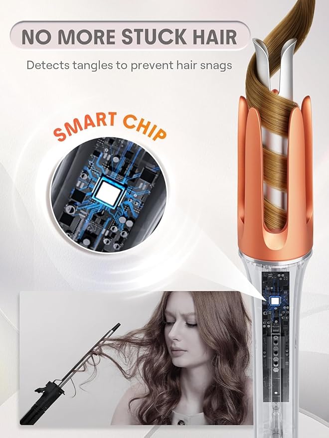 SHEGLAM Automatic Curling Iron 1 inch with 3 Temperatures Fast Heating 2-Way Rotation Automatic Shut-Off Anti-Scald Anti-Tangle Rotating for Hair Styling