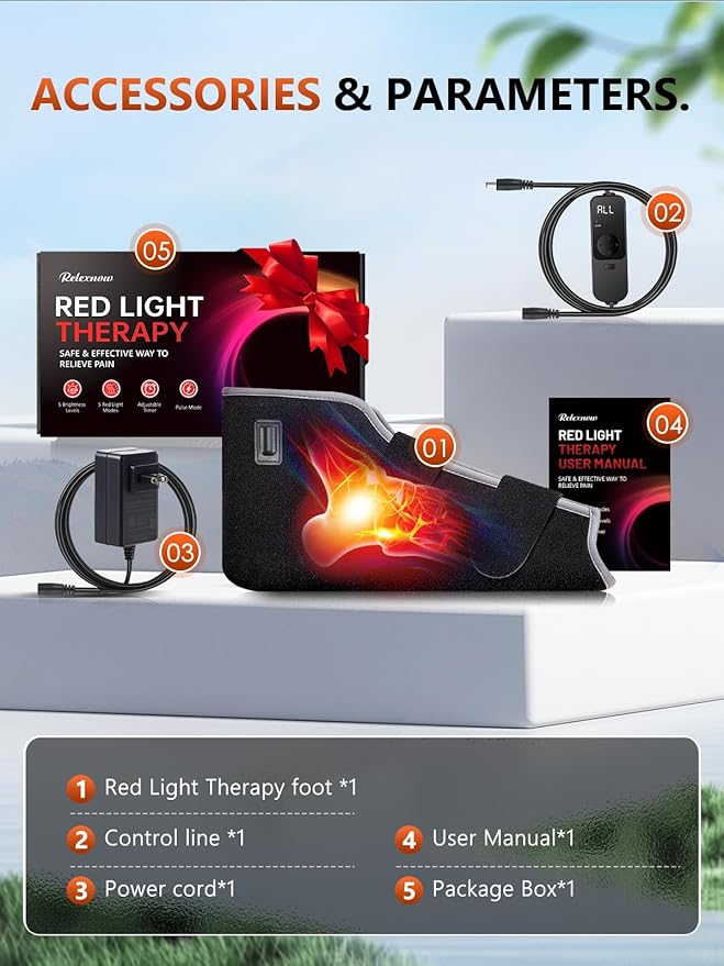RELEXNOW Red Light Therapy for Foot Ankle FSA/HSA Eligible 660nm &amp 850nm Wavelength Near Infrared Therapy Wrap for Feet with Timer for Joint Comfort(Black)