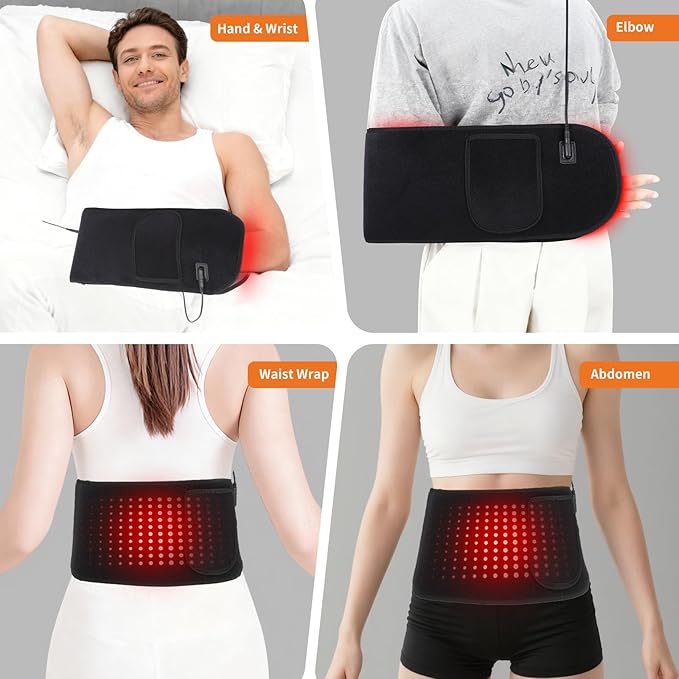 Red Light Therapy for Hands &amp Wrists 360° Dual-Sided 150 LEDs Heated Gloves with Auto-Off Timer Near Infrared Belt for Body Waist Finger Palm Elbow &amp Joint 660nm &amp 850nm