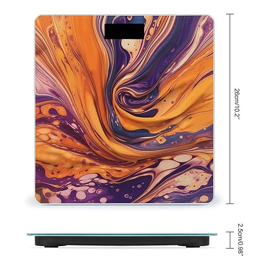 Purple Tie-dye Fabric Scale for Body Weight Precision Bathroom Weighing Scales with Back Lit LCD Display Sturdy Tempered Glass Body Weight Scales Digital Bathroom Scale 400lb