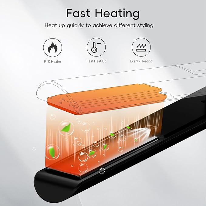 Nicebay Flat Iron Hair Straightener 1 Inch Titanium Hair Straightener &amp Curler Fast Heating5 Temp Settings Negative Ion TechnologyTravel-Friendly Smooth Salon Design