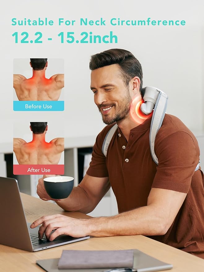 SKG Neck Massager for Pain Relief Deep Tissue Neck and Shoulder Massager with Heat Cordless and Portable Neck Pain Relief Device 4d Electric Kneading Gifts for Men and WomenH7 MAX