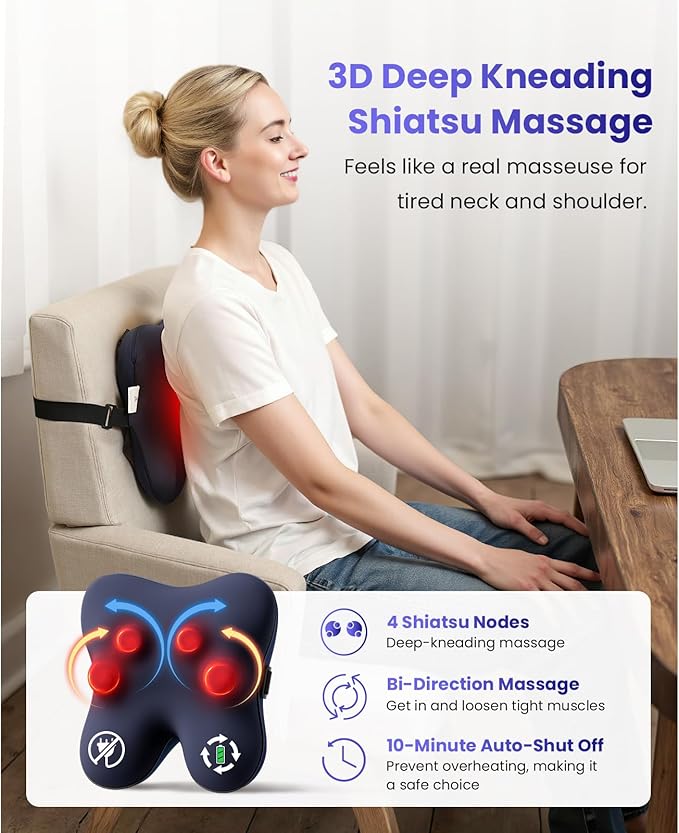 BOB AND BRAD Cordless Back Massager with Heat and A7 Massage Gun with 11mm Amplitude