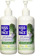 Kiss My Face Anti-Stress Woodland Pine &amp Ginseng Shower Gel - Rejuvenate Your Mood With Ginseng &amp Woodland Pine - Antioxidant Blend of Olive Oil Aloe &amp Vitamin E - 16 fl oz Bottle (Pack o