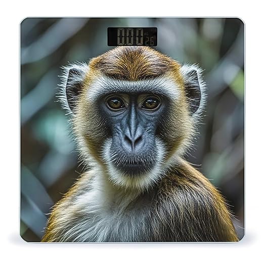 Digital Bathroom Scale for Body Weight Scale with Bright LCD Display High Accuracy Step-On Technology Auto On/Off The Silent Monkey Digital Scales 400 Lbs /180kg