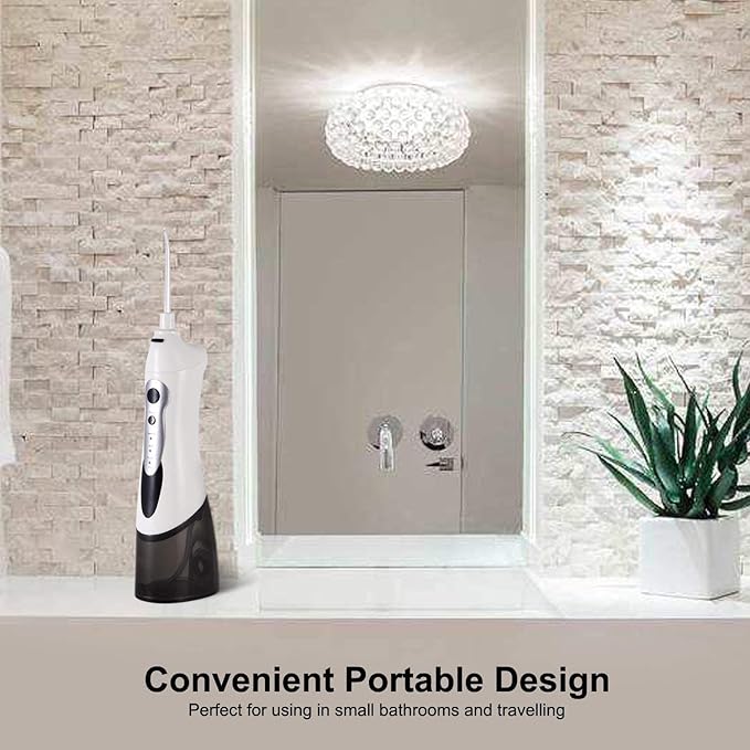 Water Flosser ML Cordless Dental Oral Irrigator 3 Modes and 4 Jet Tips IPX7 Waterproof with Travel Bag Rechargeable Waterproof Teeth Cleaner for Home and Travel