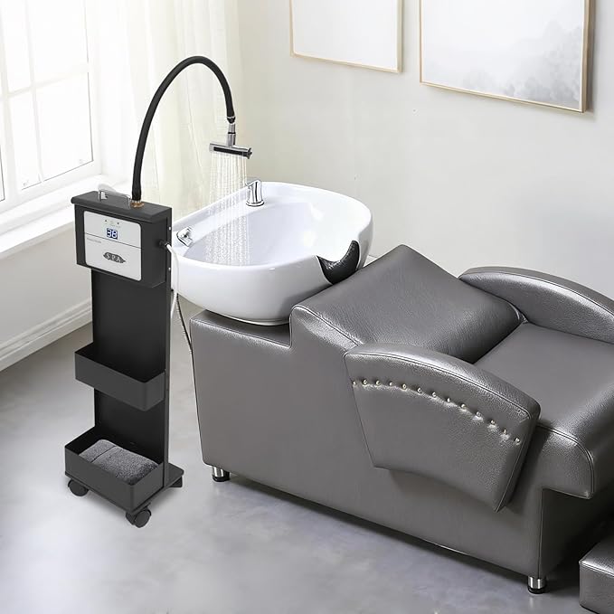 Professional Head Spa Machine with Constant Temperature &amp Waterfall Flow | All-in-One Mobile Head Spa System with 360° Hose for Salon-Grade Scalp Care at Home (Four-Sided Water Outlets)