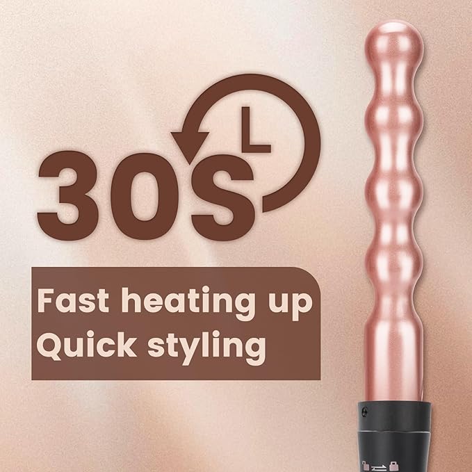 Bo'laiya 5 in 1 Curling Wand Set with Temperature Display Curling Iron Set with 5 Interchangeable Ceramic Curling Wands Instant Heat Up Suitable for All Hair Types (Rose Gold)