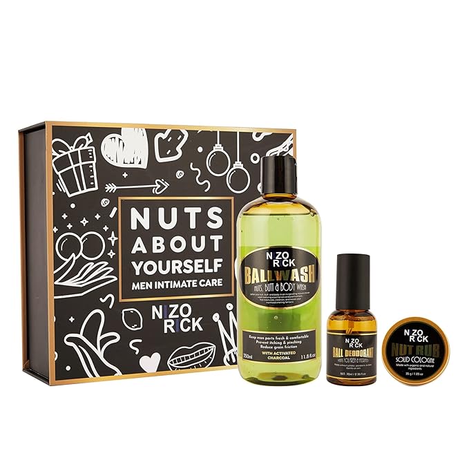 Ball Deodorant for Men Mens Ball Wash Kit Natural &amp Organic Ball Wash Lotion+Ball Deodorant Spray+Anti-Chafing Nut Balm Cream to Stay Fresh Dry &amp Moisturized All Day