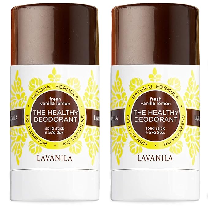 Lavanila Vanilla Lemon Deodorant for Women 2-Pack (2 Oz Each) - Natural Aluminum Free Solid Stick Deodorant Made In USA Vegan