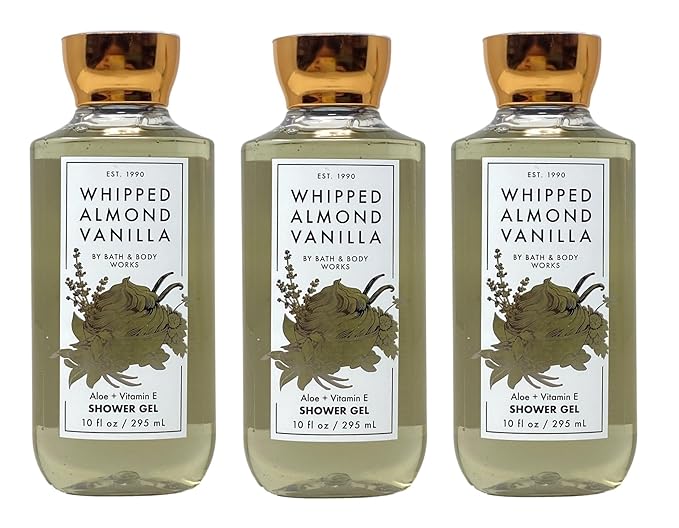Bath &amp Body Works Whipped Almond Vanilla Shower Gel - 3 pack (10 fl oz / 295 m each)