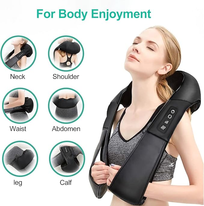 Medcursor Neck Massager - Portable Electric Neck and Back Massager with Heat Deep Tissue 3D Kneading Pillow for Muscle Pain Relief Ideal Father’s Day Gift Not Cordless