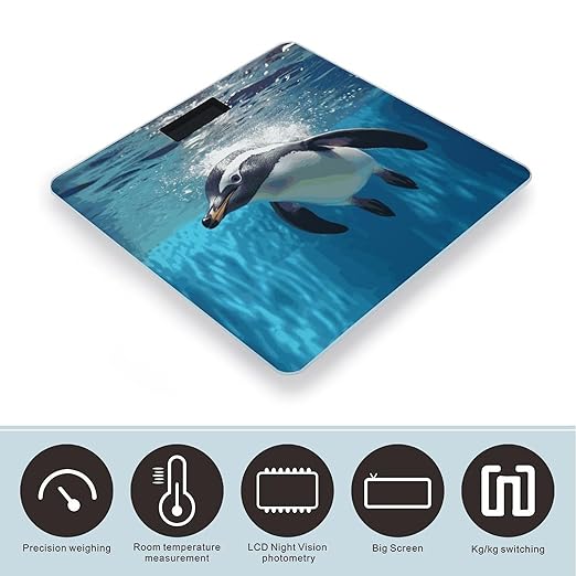 Swimming Penguin Bathroom ScaleHighly Accurate Digital Weighing Machine for People Bright LED Display Weight Scale for The Aldult Home Use