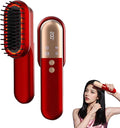 Cordless Hair Straightener Brush 3-Temp Go Brush Pro Vibration Massage Red Light Therapy Dual-Function Comb for Women Fast Heating MCH Ceramic Frizz-Free Smooth Hair Styling (Red)