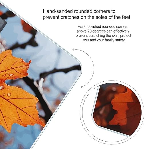 Fall Maple Leafs Digital Bathroom Scale for Body Weight Weighing Scale with Backlit LCD Display High Precision Measurements &amp Measures Weight Up to 180kg