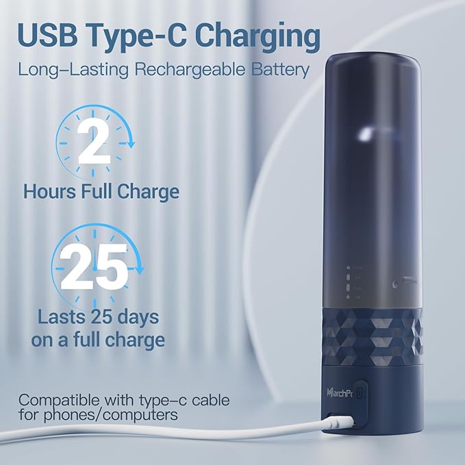 Marchpower Upgraded 2-in-1 Electric Toothbrush with Water Flosser 3+4 Smart ModesPortable Oral Irrigator with Point-Jet Rechargeable IPX7 Waterproof for Home &amp Travel UseNavy Blue