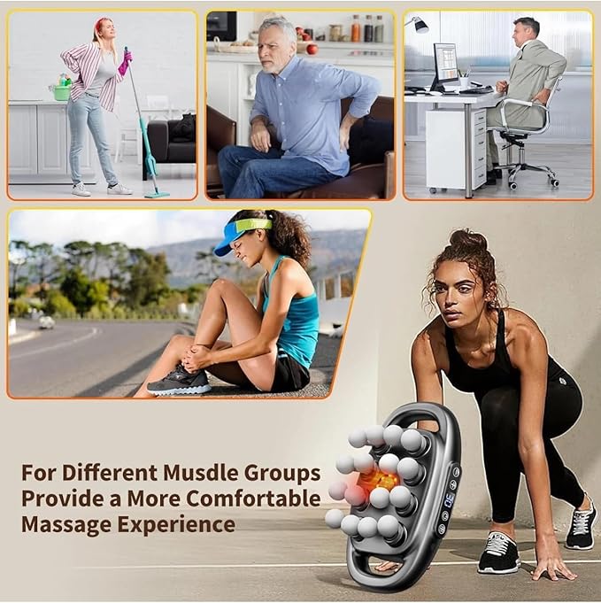 Msg - 16 Heads Deep Tissue Percussion Massager Anti Fatigue Device Red Light Quiet Therapy - Muscle Massage Gun for Back Shoulders Legs and Body Muscle Pain Relief