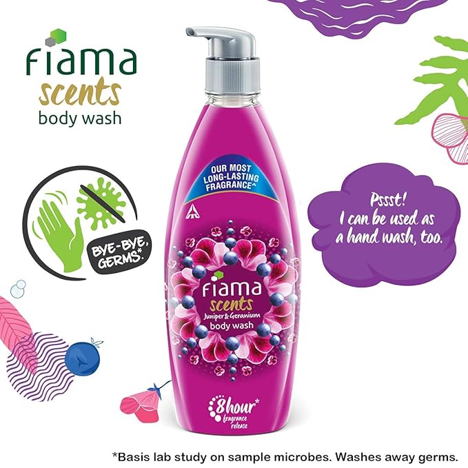 Fiama Scents Body Wash - with Juniper and Geranium 8 hour fragrance lock technology tested by dermatologists 500 ml