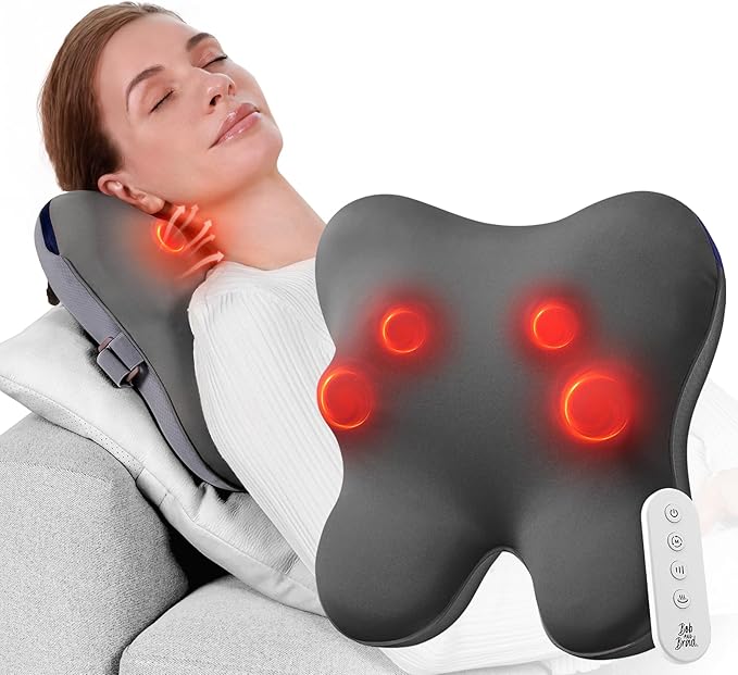 BOB AND BRAD Back Massager with Heat and Remote EZBack Plus Shiatsu Massage Pillow with 3 Level Kneading Deep Tissue Massage for Neck Shoulder Leg Upper &amp Lower Back Pain Relief FSA Eligible