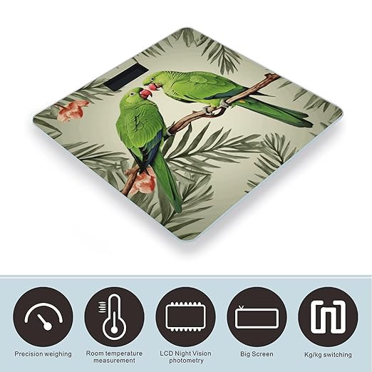 Couple Parrots Olive Bathroom Scale Automatic Power On/Off Body Scales LCD Backlight Display Square Digital Scale Rounded Corners Bathroom Scales for Home Bedrooms