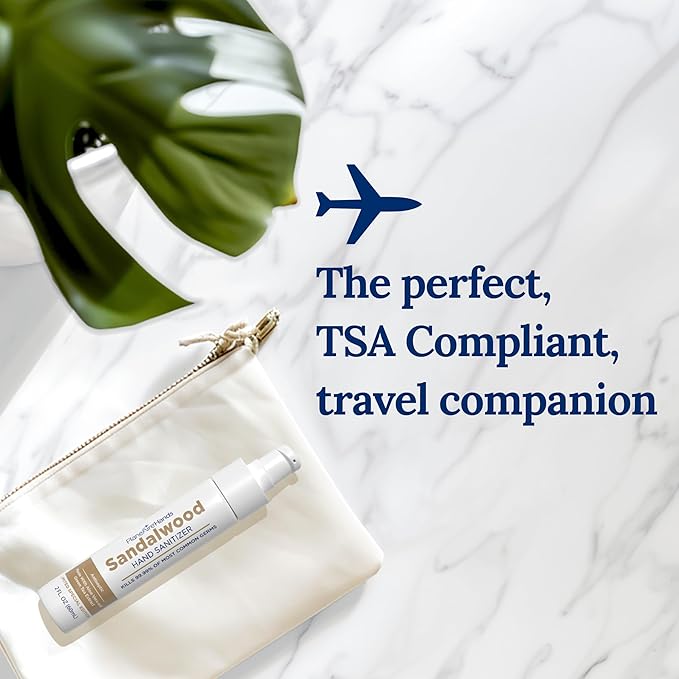 Sandalwood Lotion Hand Sanitizer | Travel Essential | TSA-Approved | Moisturizing Hand Lotion | Made with Aloe Vera &amp Essential Oils | Rich in Vitamin E | Cleanse &amp Moisturize | Travel Size |