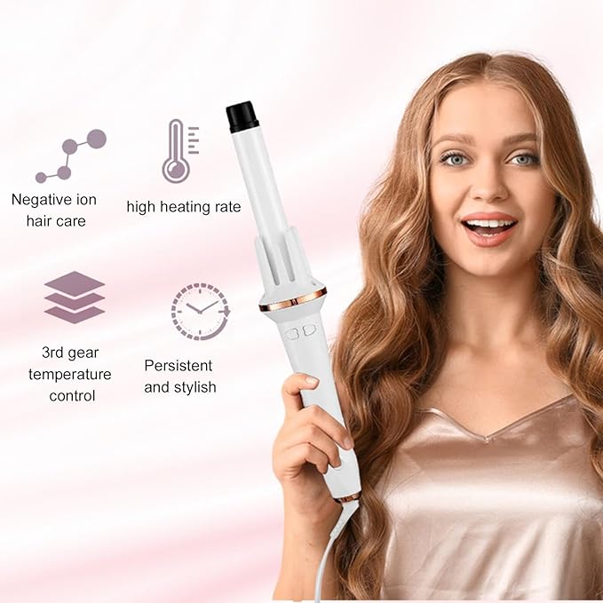 Automatic Curling Iron – Wireless Hair Styling Curler Wand Multi Temperature Curling Tool | Portable 360 Rotating Curling Device Anti tangles Heat Hair Roller for Short Thick Volume