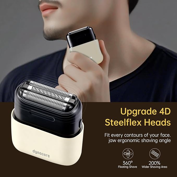 Mini Steel Electric Foil Shavers for Men: Upgraded Mini Electric Razor– Portable Travel Shaver with IPX7 Waterproof Ultra-Long BatteryLife and Triple Blade Technology Mini Razor (Arctic White)