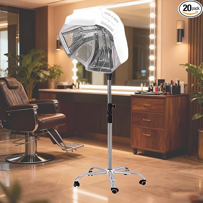 Salon-Grade Hair Perm Machine 1000w 110v Vertical Hairdryer with Heater Led Panel and 0-60 Minute Timer Hair Steamer Suitable for Damaged and Frizzy Hair. White