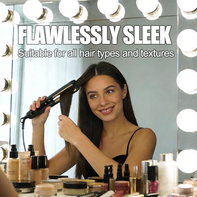 Hair Straightener Flat Iron - Quickly Heats up in 10s Max Temperature 230° C/450° F Professional 1 Inch Straightener &amp Curler 2 in 1 with Ceramic Plates Suitable for All Hair Types