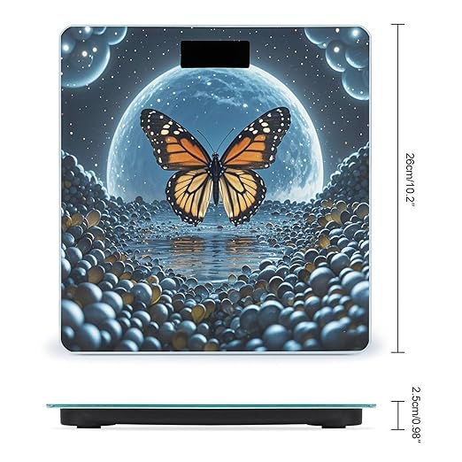Flying Butterflies Bathroom Scale for Body Weight Bathroom Weighing Scales with Back Lit LED Display Sturdy Tempered Glass Body Weight Bathroom Scale 400lb Weighing