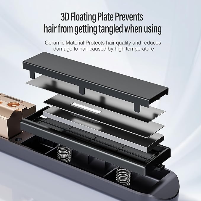 2-in-1 Cordless Hair Straightener and Curler Adjustable 350°F-420°F 20s Heat-Up/LED Display/10000mAh BatteryCordless Flat Iron Travel Safe Ceramic Plates for Fine to Thick Hair