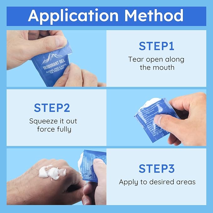 0.14oz Bulk Deodorant Gel Individually WrappedTrial Size Deodorant Mini Travel SizeNatural Mint And White Tea &amp Aluminum FreeGreat for Travel Homeless Shelters Charities Hotels (400)